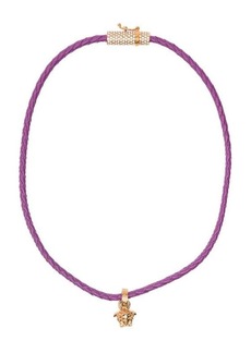 Versace Gold-tone Medusa Pendant Necklace in Violet Leather Woman