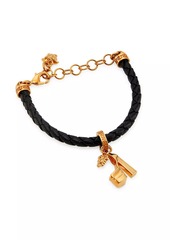 Versace Goldtone & Braided Leather Shoe Charm Bracelet