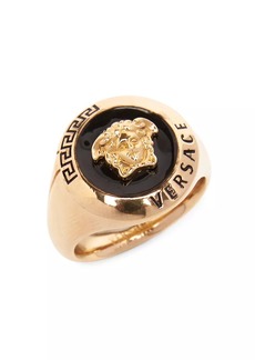 Versace Goldtone Enamel Medusa Ring