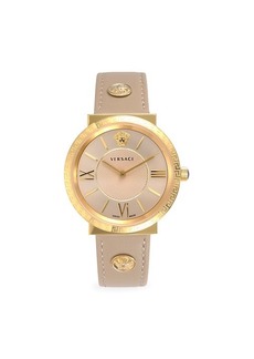 Versace Goldtone Stainless Steel & Leather-Strap Watch