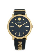 Versace Goldtone Stainless Steel Leather-Strap Watch