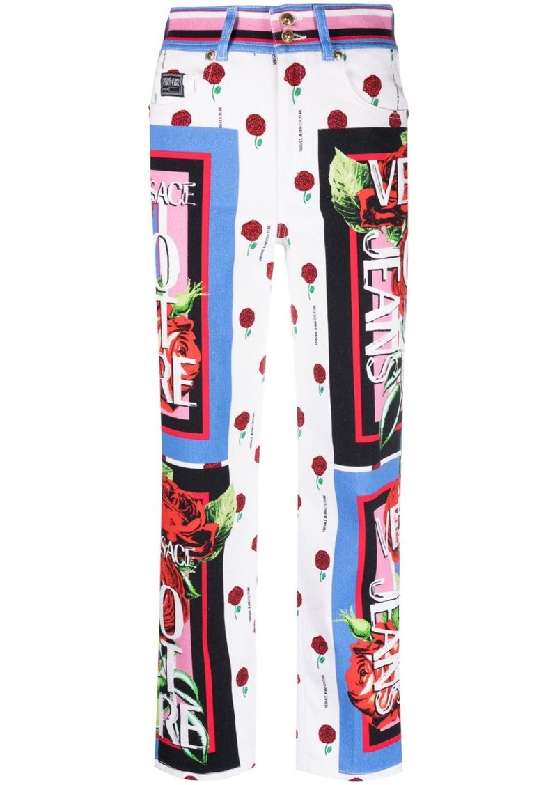 Versace graphic-print cropped jeans