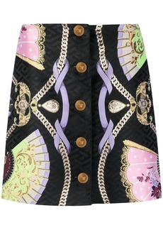 Versace graphic-print Medusa Head button skirt