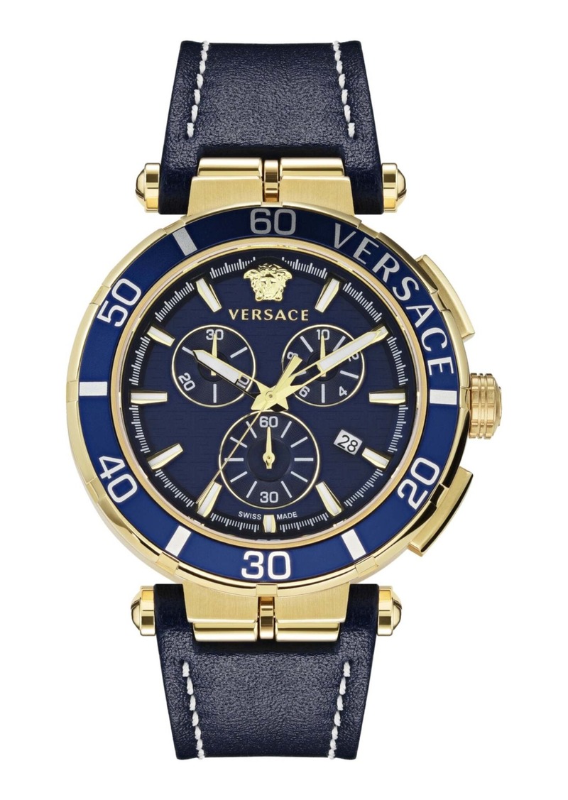 Versace Greca Chrono Leather Watch