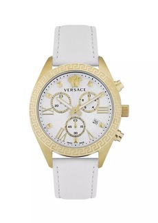 Versace Greca Chronograph Stainless Steel & Leather Strap Watch/40MM