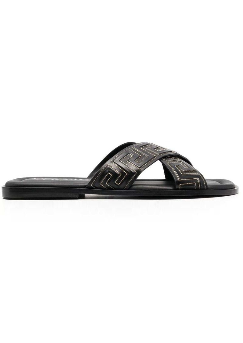 Versace Greca-embossed crossover-strap sandals