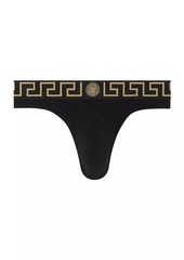 Versace Greca Logo Cotton-Blend Thong