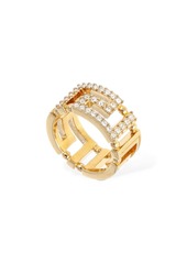 Versace Greca Motif Crystal Band Ring