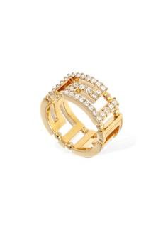 Versace Greca Motif Crystal Band Ring