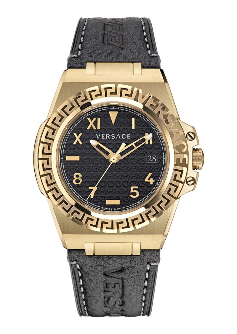 Versace Greca Reaction Leather Watch