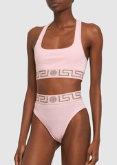 Versace Greca Stretch Jersey Bra Top