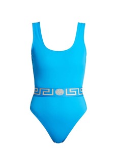 Versace Greek Key Belt One-Piece Swimsuit