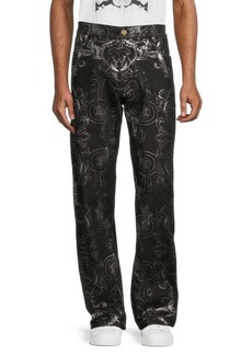 Versace High Rise Metallic Floral Jeans