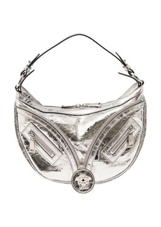 Versace 'Hobo' Silver Hand Bag with Medusa Detail in Laminated Leather Woman