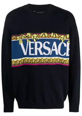 Versace intarsia-logo crew-neck jumper