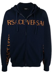 Versace intarsia-logo hooded cardigan