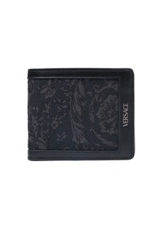 Versace Jacquard & Leather Logo Bifold Wallet