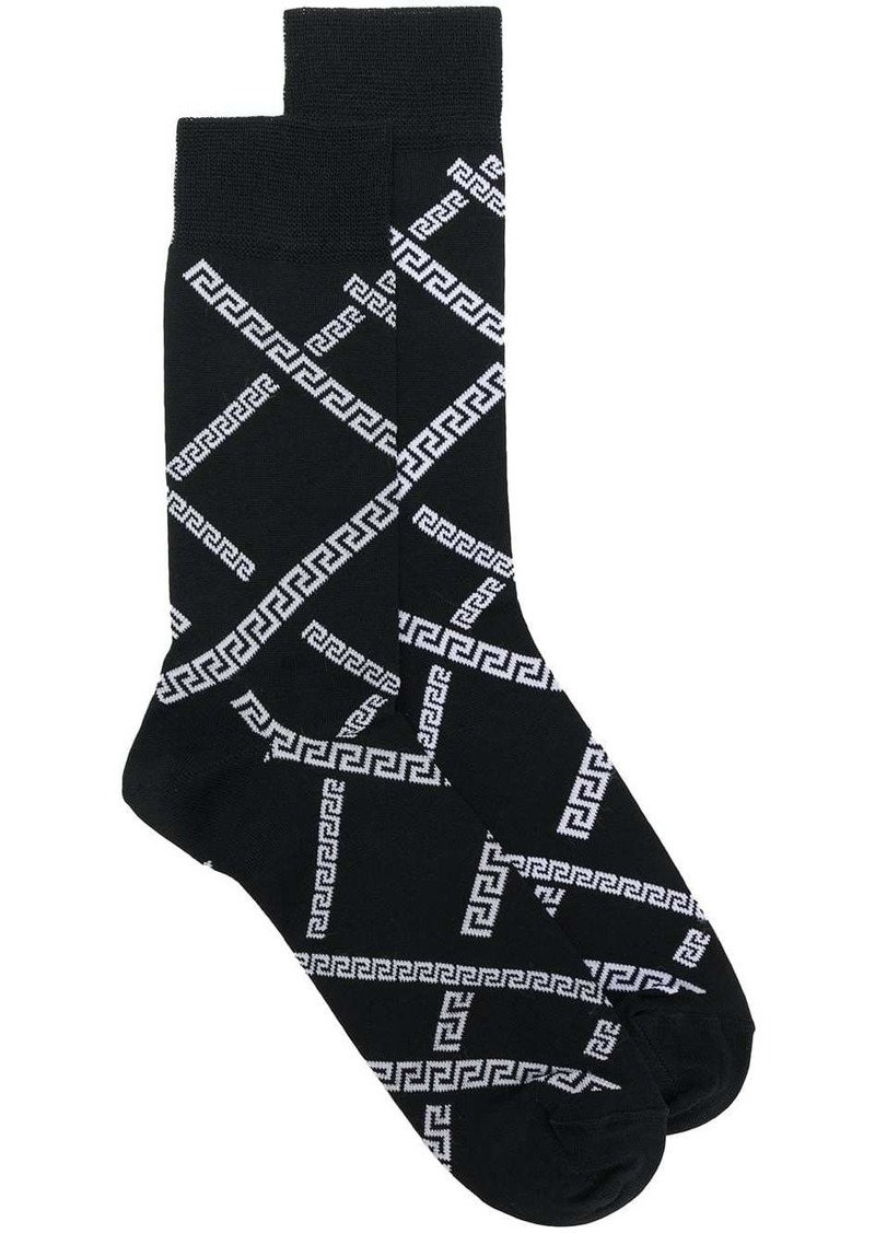 jacquard logo knit socks