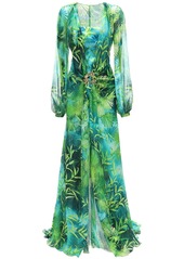 Versace Jungle Print Sheer Silk Muslin Dress