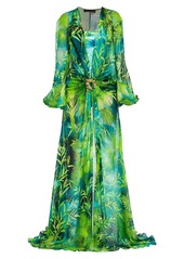 Versace Jungle-Print Silk Caftan Gown