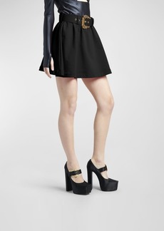 Versace Knit Belted A-Line Mini Skirt