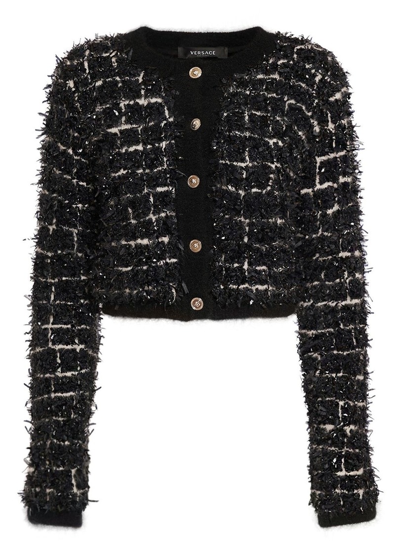 Versace Knit Jacquard Cropped Jacket