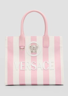 Versace La Medusa Striped Canvas Tote Bag