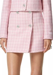 Versace Large Check Wool-Blend Miniskirt