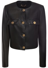 Versace Leather Button Down Jacket