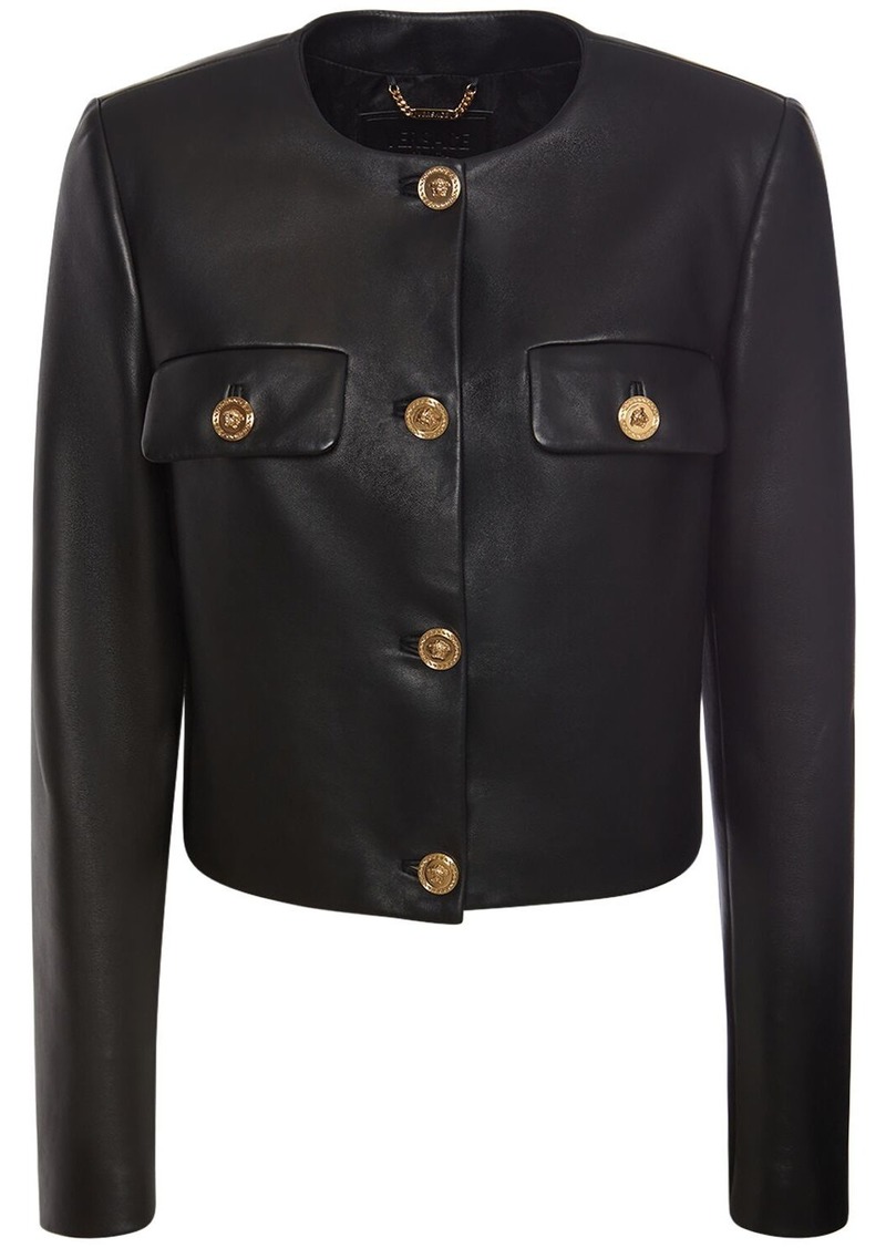 Versace Leather Button Down Jacket