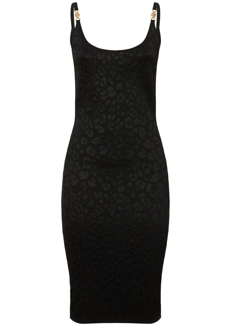 Versace Leopard Knit Midi Dress