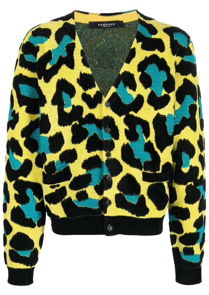 Versace leopard-print V-neck cardigan