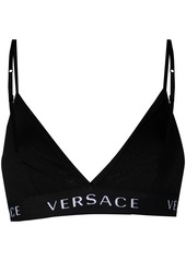 Versace logo-band soft triangle bra