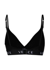 Versace logo-band soft triangle bra