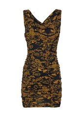 Versace Logo Baroque Ruched Dress