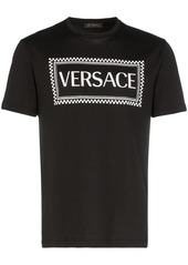 Versace logo check print cotton t shirt