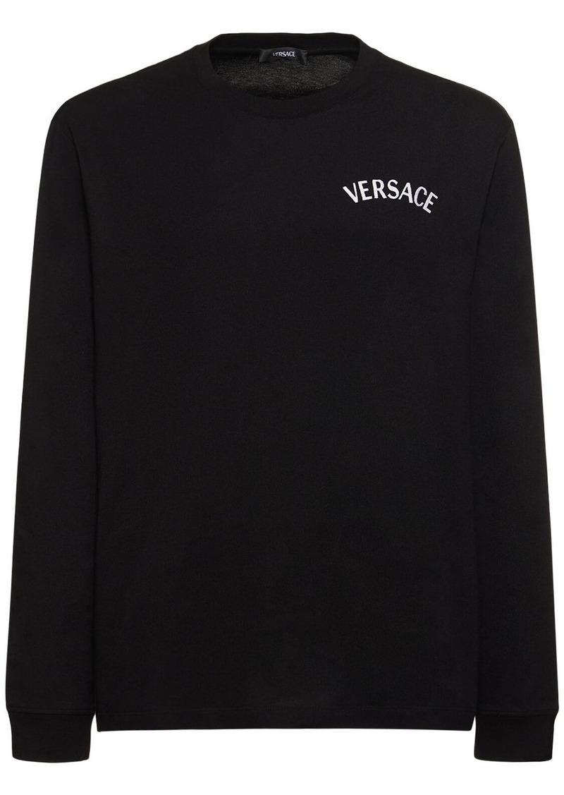 Versace Logo Cotton Long Sleeve T-shirt