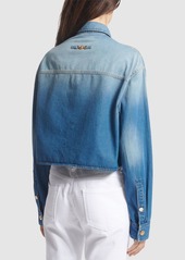 Versace Logo Cropped Denim Overshirt