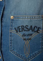 Versace Logo Cropped Denim Overshirt