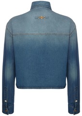 Versace Logo Cropped Denim Overshirt