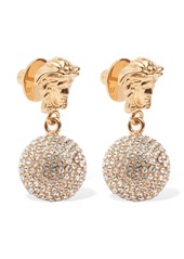 Versace Logo Crystal Pendant Earrings