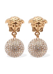 Versace Logo Crystal Pendant Earrings