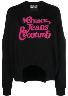 Versace logo-embroidered cotton jumper