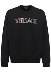Versace Logo Embroidered Cotton Sweatshirt