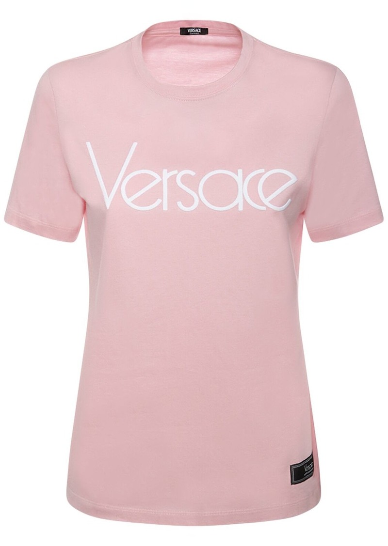 Versace Logo Embroidered Jersey T-shirt