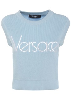 Versace Logo Embroidered Knit Vest