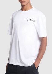 Versace Logo Embroidery Cotton T-shirt