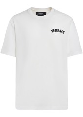 Versace Logo Embroidery Cotton T-shirt