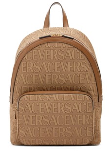 Versace Logo Fabric & Leather Backpack
