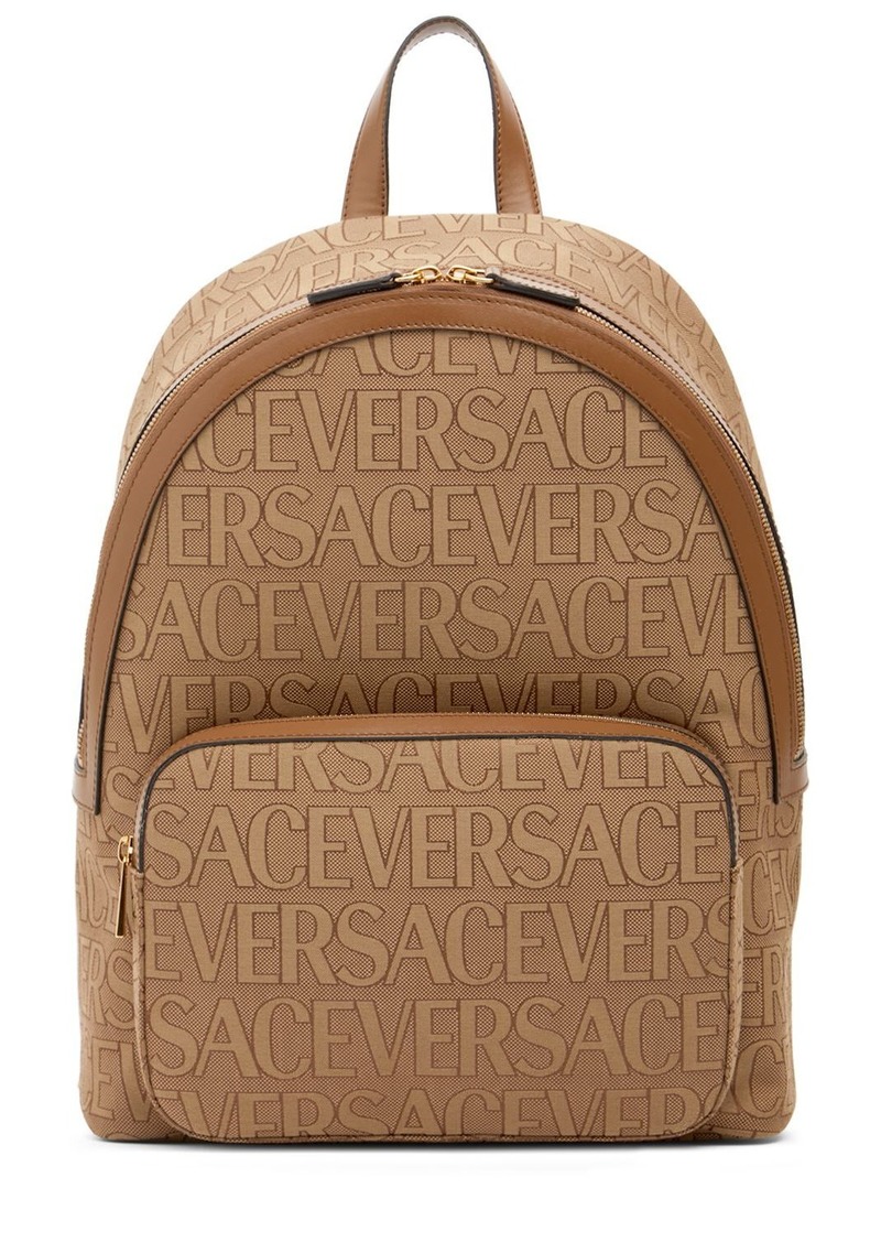 Versace Logo Fabric & Leather Backpack